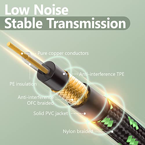 Image of 10FT 2 Pack Instrument Cable - Electric Guitar & Bass Guitar Cable with Right Angle 1 /4 Inch Connectors, Green and Red