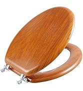Angel Shield Durable Wood Veneer Natural Toilet Seat Metal Hinged Easy Clean Anti-scratch America...