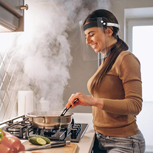 Protective Transparent Adjustable Shield Anti-saliva Windproof Dustproof Hat Full Face Shield Protect Eyes and Face with Protective Clear Film Elastic Band