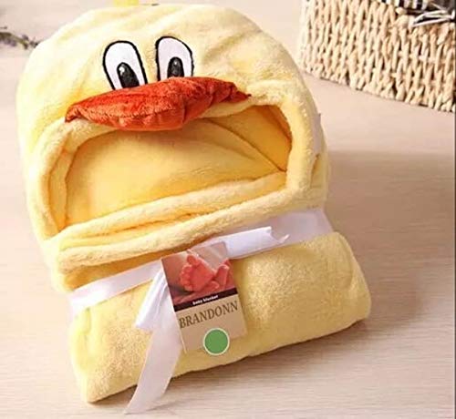 Image of First Kick New Born Baby Blanket Pack of Super Soft Bathrobe Baby Wrapper Durable Fleece Polyester Cum Baby Bath Towel for Baby Boys, Baby Girls, Babies (80cm x 80cm, 0-6 Months) Yellow
