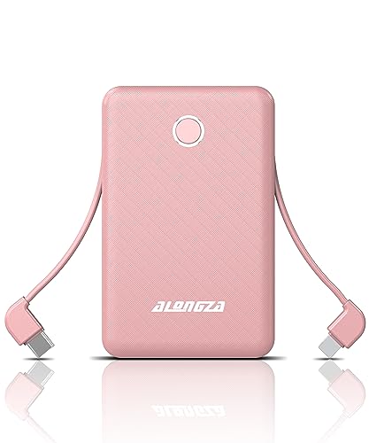 Alongza-Small-Portable-Charger-6000mAh-Power-Bank-with-Built-in-Cables-Ultra-Slim-Battery-Pack-Lightweight-Cluch-Phone-Charger-External-Battery-Charger-for-Cell-Phones