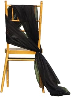 10 PCs Chiffon Chair Decoration 59" x 78" Tulle Aisle Chair Sashes for Wedding Party Event Banquet, Black