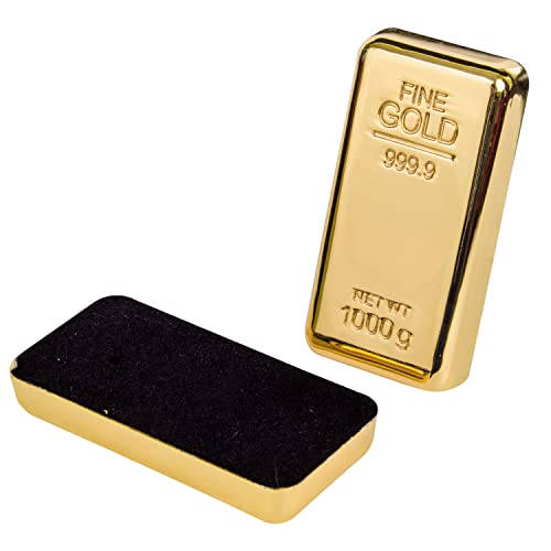 ZAHEPA Pack of 2 Fake Gold Bar Paperweights for Office Desk – Luxury Gift for Men & Women, Stylish Birthday & Anniversary Present, Elegant Jewelry Shop Decor (3.15\" x 1.57\" x 0.39\")