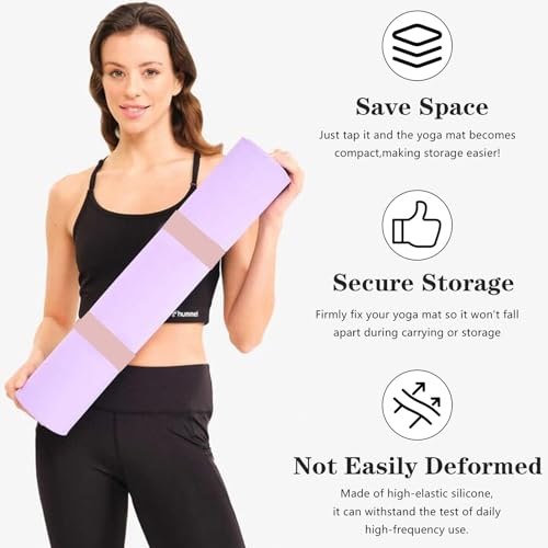 Risipu Yoga Mat Strap Slap Band, One Snap Keep Exercise Mat Tightly Rolled and Secure, Suitable for Workout Pilates Mat Storage(50 cm L x 5 cm W) (light purple) - Image 3