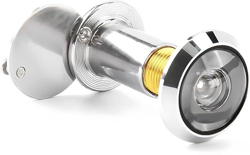 Visor de puerta con cubierta de privacidad de 14 mm, mirilla de 220°, gran angular, agujero de seguridad para casa, oficina, hotel, cromo pulido, grosor de puertas de 35 a 50 mm, fácil instalación
