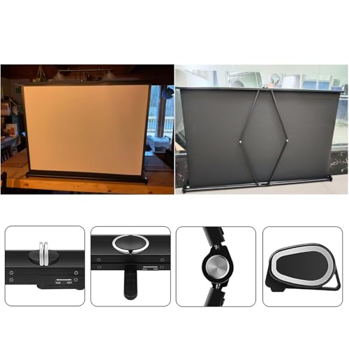 Pantalla de proyector de escritorio mini con bolsa 30in, formato 4:3, blanco de fibra de vidrio y carcasa de aluminio miniatura 5