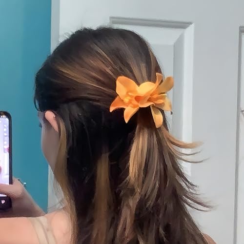 Pinza para el cabello con doble orquídea bohemia para mujer color Sandía (2 unidades) miniatura 3