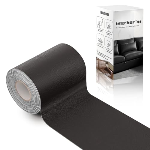 OcePor Self Adhesive Leather Repair Patch, 4 x 60 inch Leather Repair Tape, Leather Patches for Furniture, Vinyl Repair Kit for Couches, Boat Seats, Furniture, Cars(Dark Coffee)