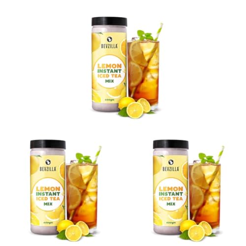 Image of Bevzilla Lemon Instant Iced tea Mix - 400 Grams | Perfect For Summers| Refreshing| Instant (Pack of 3)