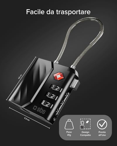 SBS Track My Lock, Lucchetto TSA con Localizzatore Finder Integrato