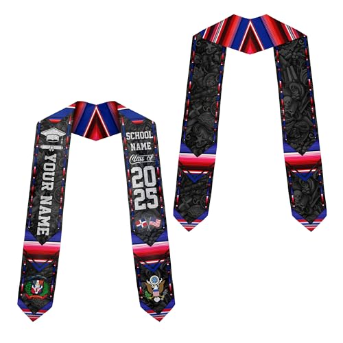 MonkeyVan Custom Dominican Flag Graduation Sash 2025, Dominican Graduation Stole, Dominican Republic Grad Sash Class Of 2025 Dmnc 6