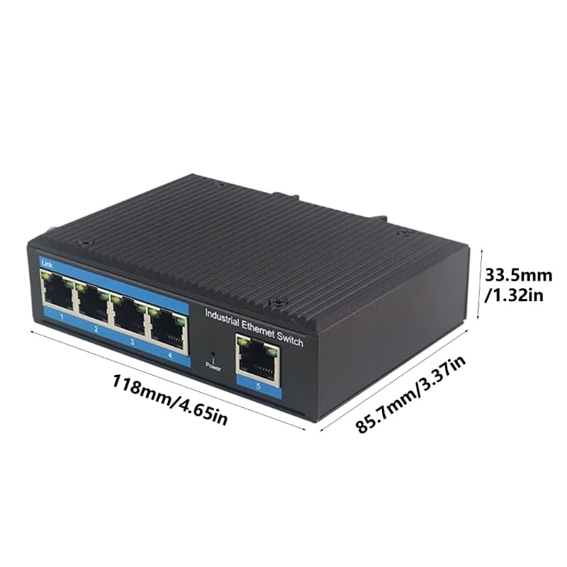 Przemysłowy 5-portowy przełącznik Gigabit Ethernet do montażu na szynie DIN do sieci
