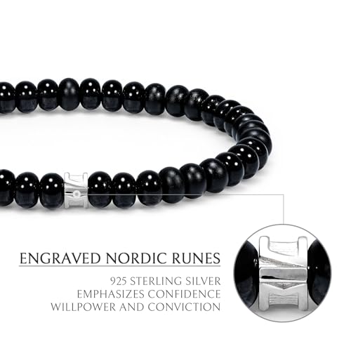 Pulsera masculina de piedras naturales con amuleto de plata miniatura 5