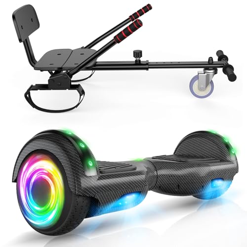 SISIGAD 6,5 Pouces Hoverboards avec Hoverkart ，Bluetooth et Lumières Led,cadeaux idéaux pour les enfants