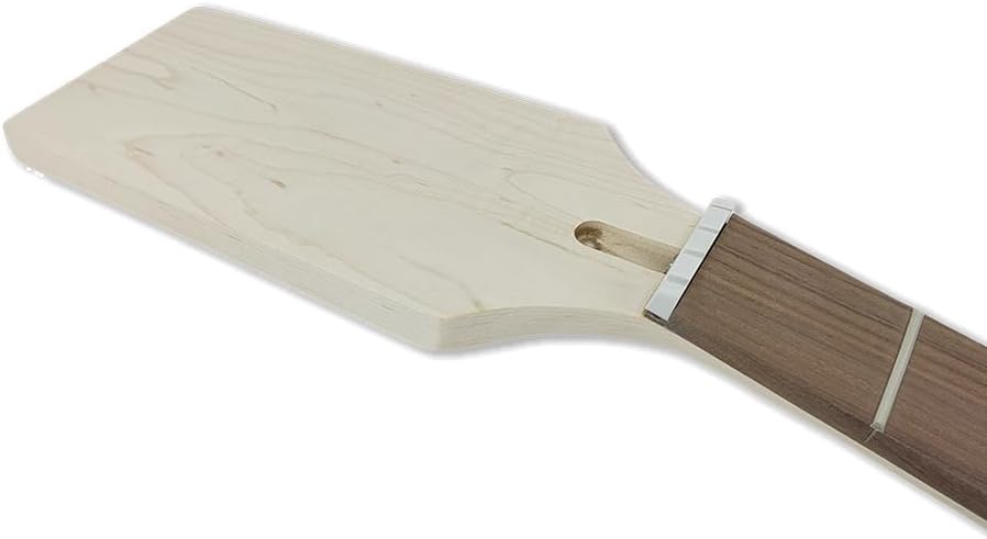 Maple Bass Guitar Neck Paddle Head with Rosewood Fingerboard, 24 Frets, 34 Inch Dot Inlays, Bolt-On Construction