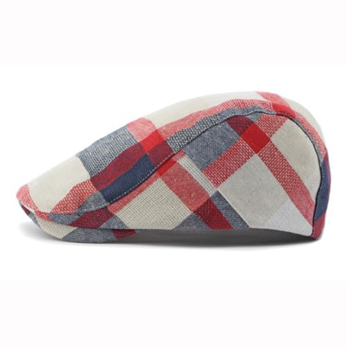 Image of Men's Plaid Striped Newsboy Ivy Flat Driving Golf Cap
