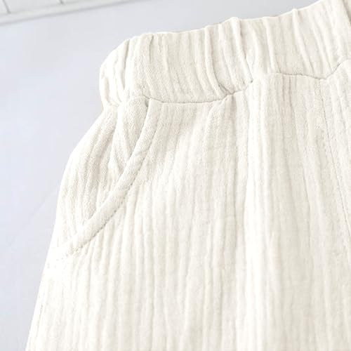 Toddler Linen Cotton Short 𝐏ajamas Matching Top & Shorts Baby Boys Girls Summer Fall Loung𝐞wear Outfits Breathable 𝐏𝗝s4