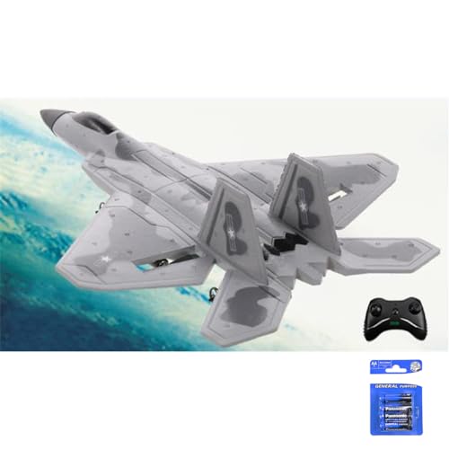 efaso RC Flugzeug F-22 ferngesteuertes Flugzeug aus robustem EPO-Material mit Stabilisierungssystem 2-Kanal Flugzeug ferngesteuert mit 2,4GHz inkl. 2 Akkus + Batterien