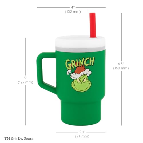 Image of Infantino My 1st Silicone Tumbler with Straw and Handle, Spill Resistant for On the Go, BPA-Free Transition Bottle, Grinch Green