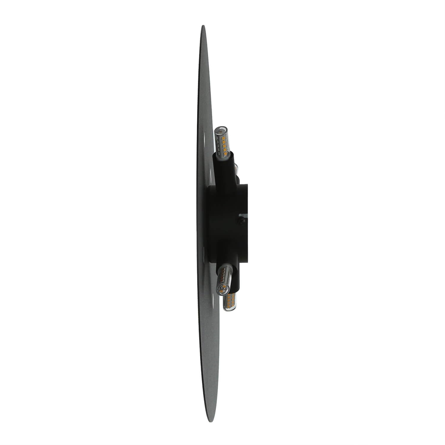 Wandlampe Metall rund Ø 40 cm Modern flach Schwarz indirektes Licht Wohnzimmer Flur Wandleuchte