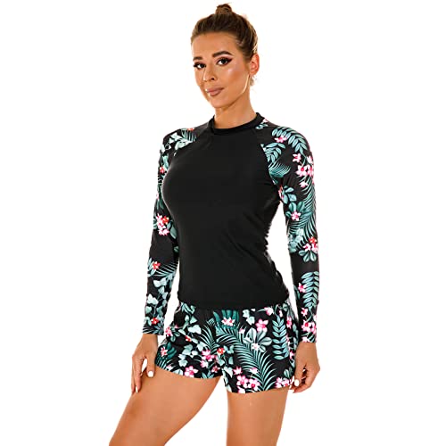 Rash guard manches longues floral pour sessions de surf et plage
