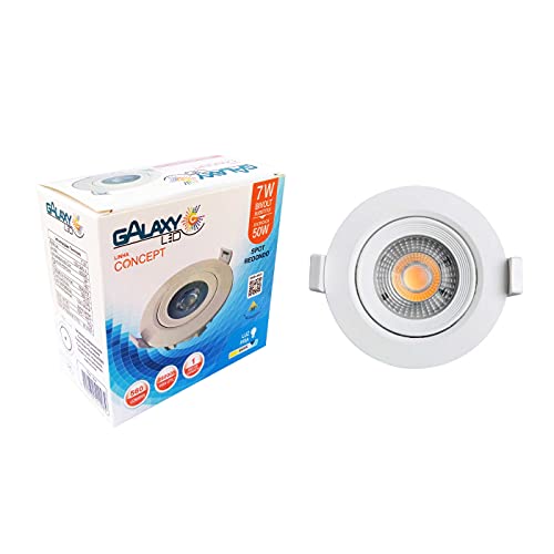 SPOT LED REDONDO DIRECIONAVEL EMBUTIR 7W BRANCO FRIO 6500k BIVOLT - GALAXY