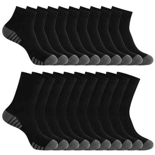 20 Pairs of Thin Crew Socks & Ankle Socks for Men/Women - Scene Switching Set Golden Combination in Bulk Value Pack