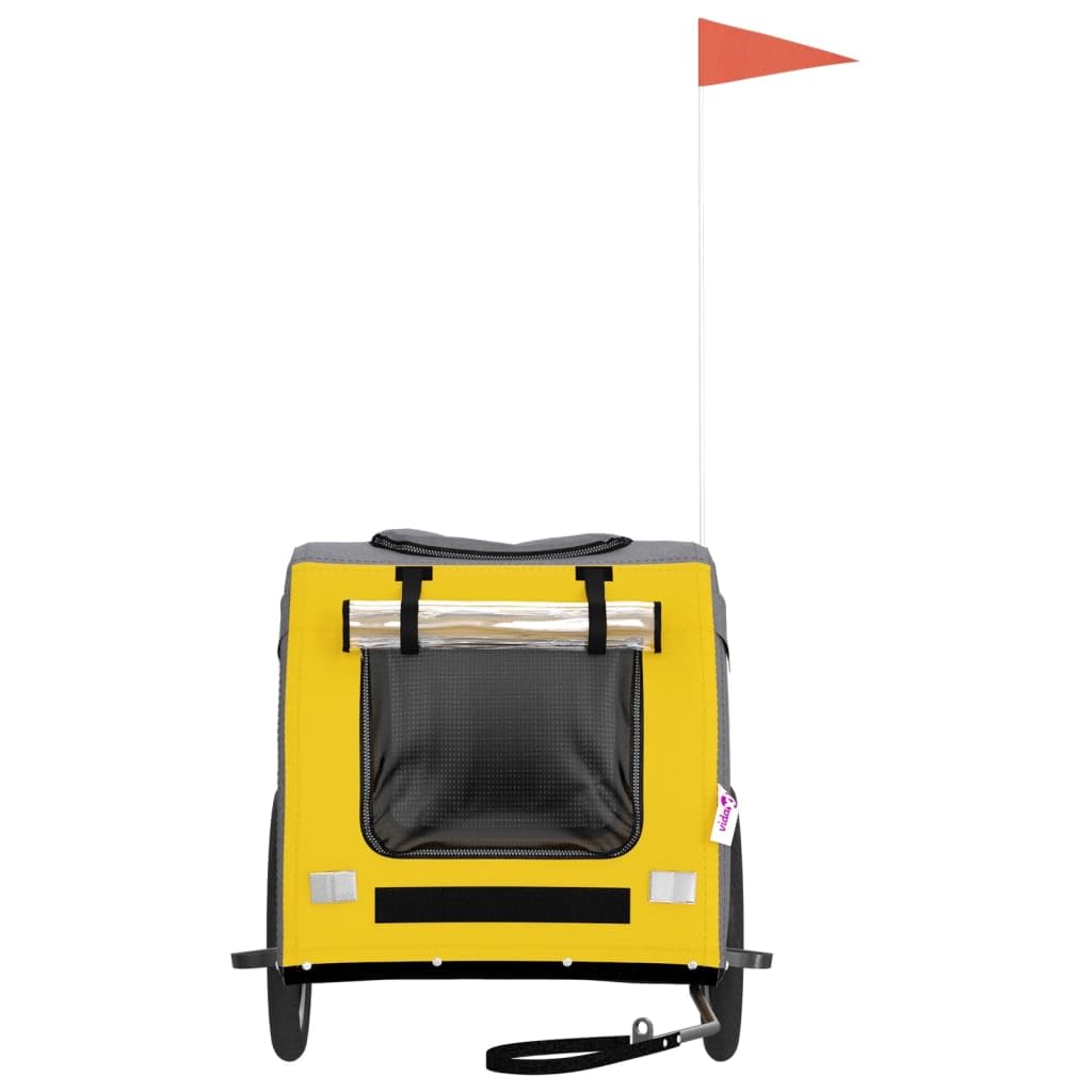 Homgoday Remolque de bicicleta para animales amarillo y gris Oxford y hierro, mueble carro para perro, carro para bicicleta, carro para perros, transportín perro bicicleta modelo 93840