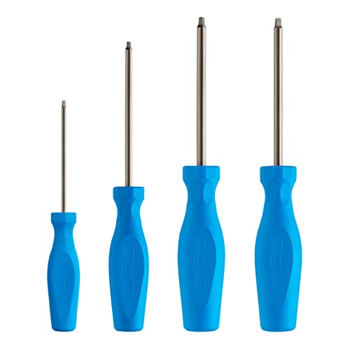CHANNELLOCK SQ-4H 4 Piece Square Recess Screwdriver Set, Magnetic Tip, Made in USA, Molded Tri-Lobe Grip