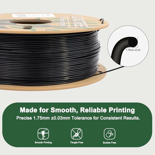 Image of PLA Force Filament Black, Toughened PLA-F Filament 1.75mm 1KG | Toughened Black 3D Printer Filament with PLA-F Formula for High Impact Resistance