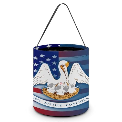 U.S.A And Louisiana State Flag Halloween Tricking Or Treating Bag