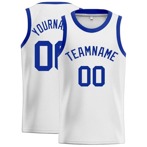 Camiseta Personalizada Niño, Camiseta Baloncesto Hombre, con tu Nombre Número Equipo Blanco