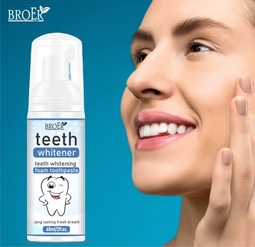 Image of BROER Naturals Teeth Whitener | Teeth Whitening Foam To Remove Yellow Stains, Tobacoo, Tartar and Tobacco Stains - 60ml