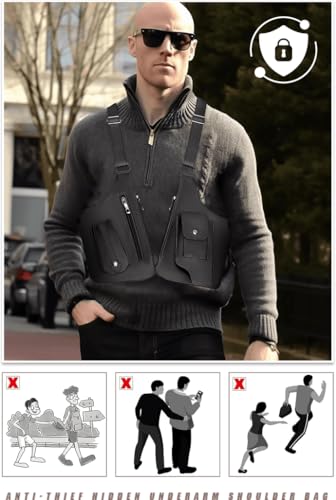 Double Shoulder Armpit Bag, Anti-Theft Hidden Underarm Strap Wallet Pocket Holster Phone Leisure Double Shoulder Pouch3