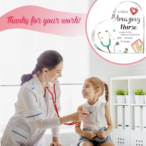 Image of Nurse day Gifts for Women Men Engraved Acrylic Plaque with Gift Box LPN RN Nurse Appreciation Gifts for Birthday Christmas Nurses Day Nurses Week Nurse Office Decor Nursing Student Graduation Gift