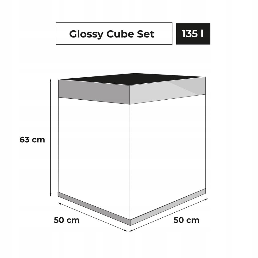 Nowoczesny zestaw GLOSSY CUBE akwarium pokrywa LED + mata 50×50 cm GRATIS