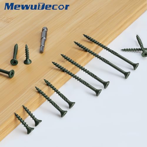 Image of #8 x 2 Heavy-Duty Deck Screws - Green Long Outdoor Wood Screws, Torx Drive with T25 Bit, Rust Resistant for Wood Decking and Fence (2lb,255Pcs)