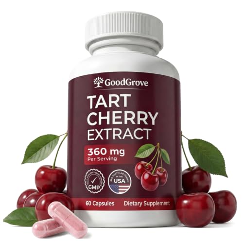 GoodGrove Montmorency Tart Cherry Capsules - Cold Pressed Tart Cherry Extract 360mg Per Serving - Joint & Uric Acid Support - Vegan Non-GMO Gluten Free - 60 Count