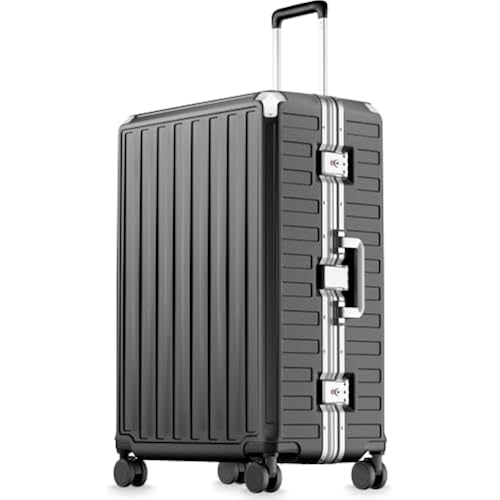 LUGGEX 28 Inch Zipperless Checked Luggage, Charcoal Metallic | Checked Suitcase, 100% PC Hard Shell, 8010S Aluminum Frame, 8 Spinner Wheels, TSA Lock, ZX-Core