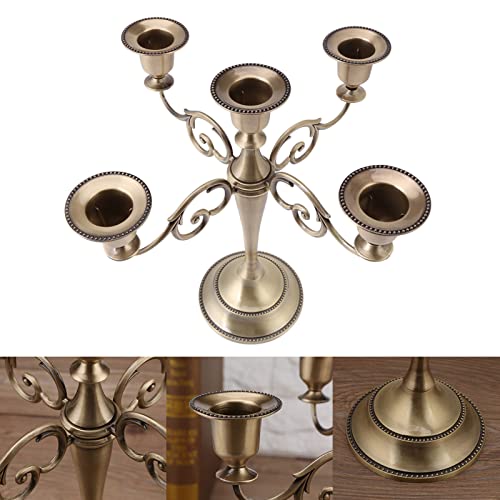 ANGGREK European Style Exotic Exquisite 5 Arms Candelabra, Alloy Sturdy 5 Arms Candle Holder, for Dinner Party and Formal Event Centerpiece (Five-Headed Qinggu)