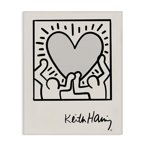 Stupell Industries Contemporary People Outline Heart Symbol Keith Haring, Design by Ros Ruseva, 16 x 20, Black