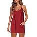 Red Vneck for Women Summer Fall Sleeveless Slip Mini Petite Loose Fit Beach Casual Hawaiian Tropical Plain Dresses Teen Girls 2025 Soft Comfy Clothing Fashion S