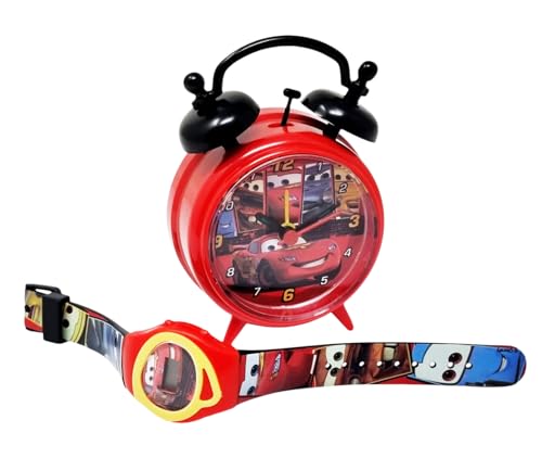 Disney Set Réveil de Table de Chevet Cars 2 et Montre Digitale Poignet Flash McQueen avec Bracelet...
