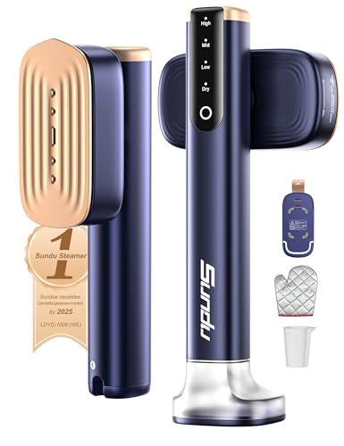 Sundu Dampfglätter, Steamer mit 2 Wassertanks (180 ml und 100 ml), 15S Schnelles Aufheizen, 24 g/min Starke Dampfleistung, Reisebügeleisen mit Touch-Steuerung, LED Display, Steam Iron Blau