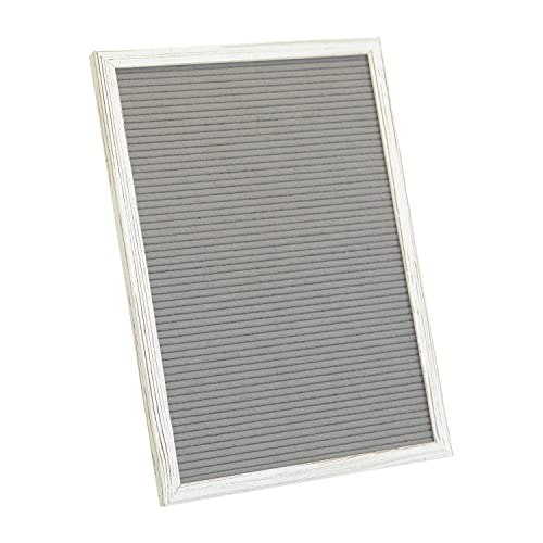 Hbcy Creations 12"X17" Felt Letter Board - Solid Wood Frame - White Wash - Gray Felt - 389 Pp Letters Including Numbers, Symbols, Icons - Canvas Carrying Case #TOP2