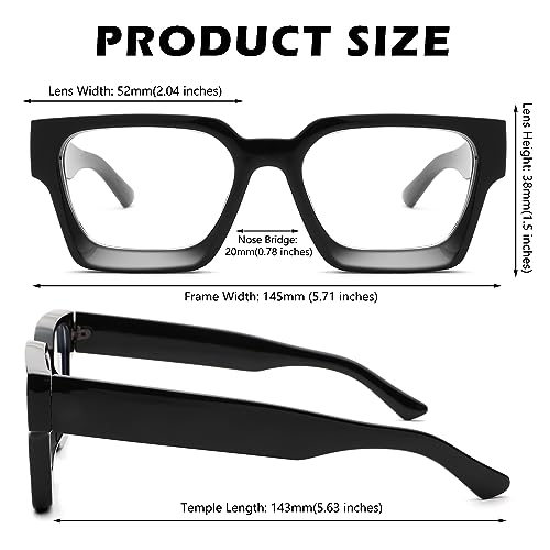 Image of Braylenz Square Thick Frame Blue Light Glasses for Men Women Fashion Clear Computer Eyeglasses