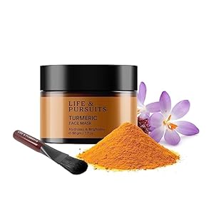 Life & Pursuits Turmeric Face Mask 50 gm – Brightening Clay Facial Mask with Vitamin C, Aloe Vera, Apricot, Skin care for Acne, Dark Spots & Smooth Skin