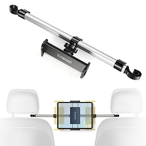 elitehood Aluminum iPad Holder for Car, Back Seat Anti-Shake Car Tablet Holder, Adjustable Headrest iPad Car Mount for iPad Mini, iPad, iPad Air, iPad Pro 12.9 11, Switch, and 4-13in Tablets & Phones