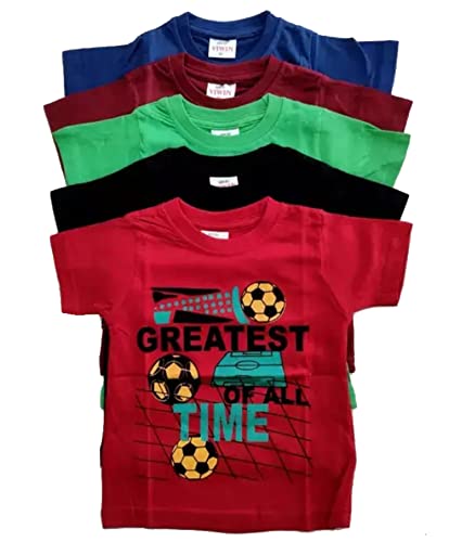 Image of Boys Printed Cotton Half Sleeve Regular Fit Casual t-Shirts Set Combo (Pack of 5)