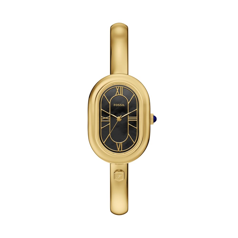Fossil Sloan Watch for Women, Quartz Three Hand Movement with Stainless Steel Strap,Gold Tone and Jet Black
